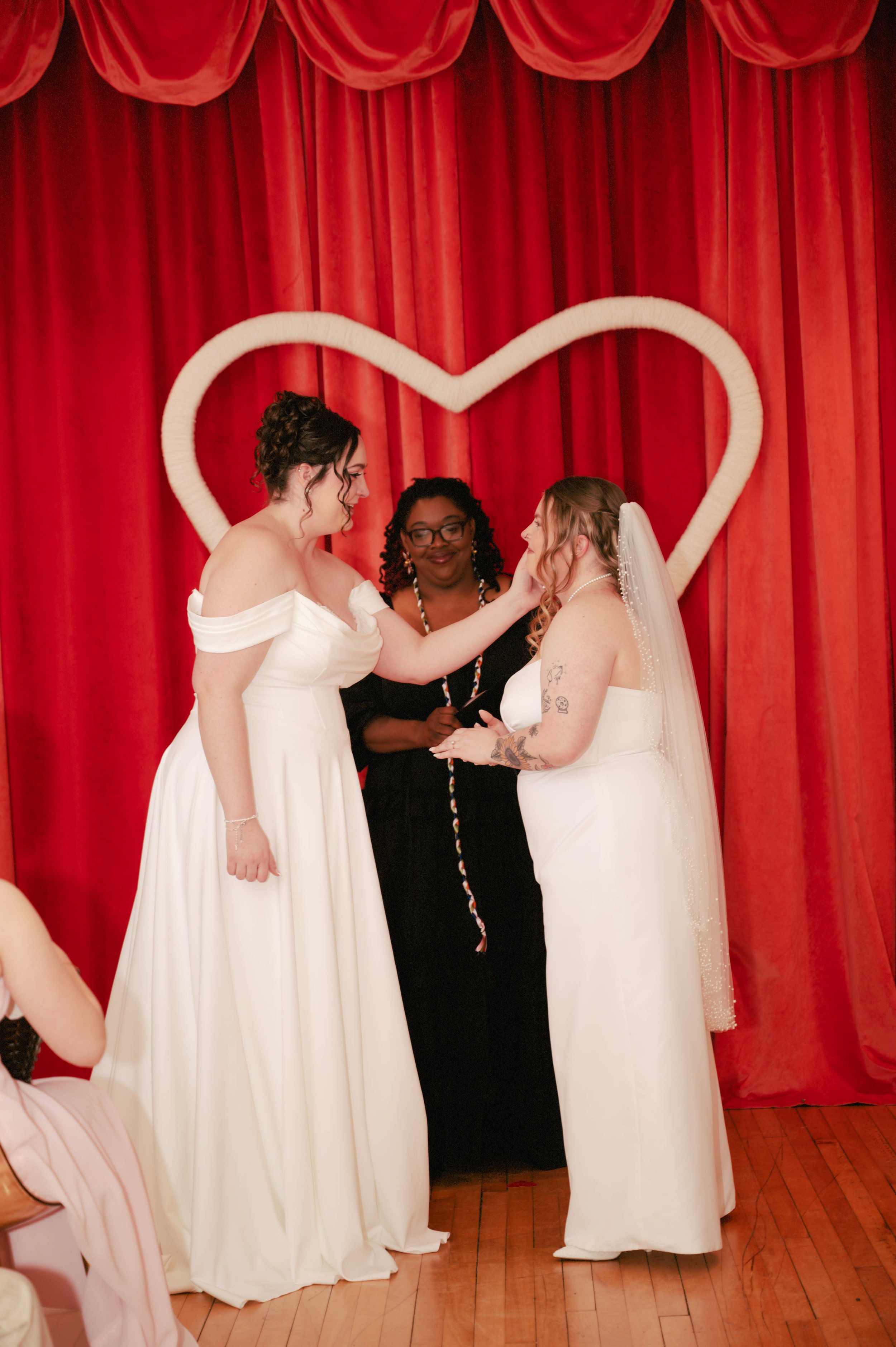 Couple exchanging vows during a small wedding at Lucky in Love Chapel in Richmond, Virginia