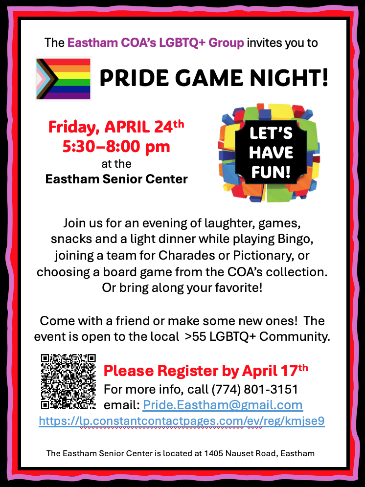 Eastham LGBTQ group Pride Game Night