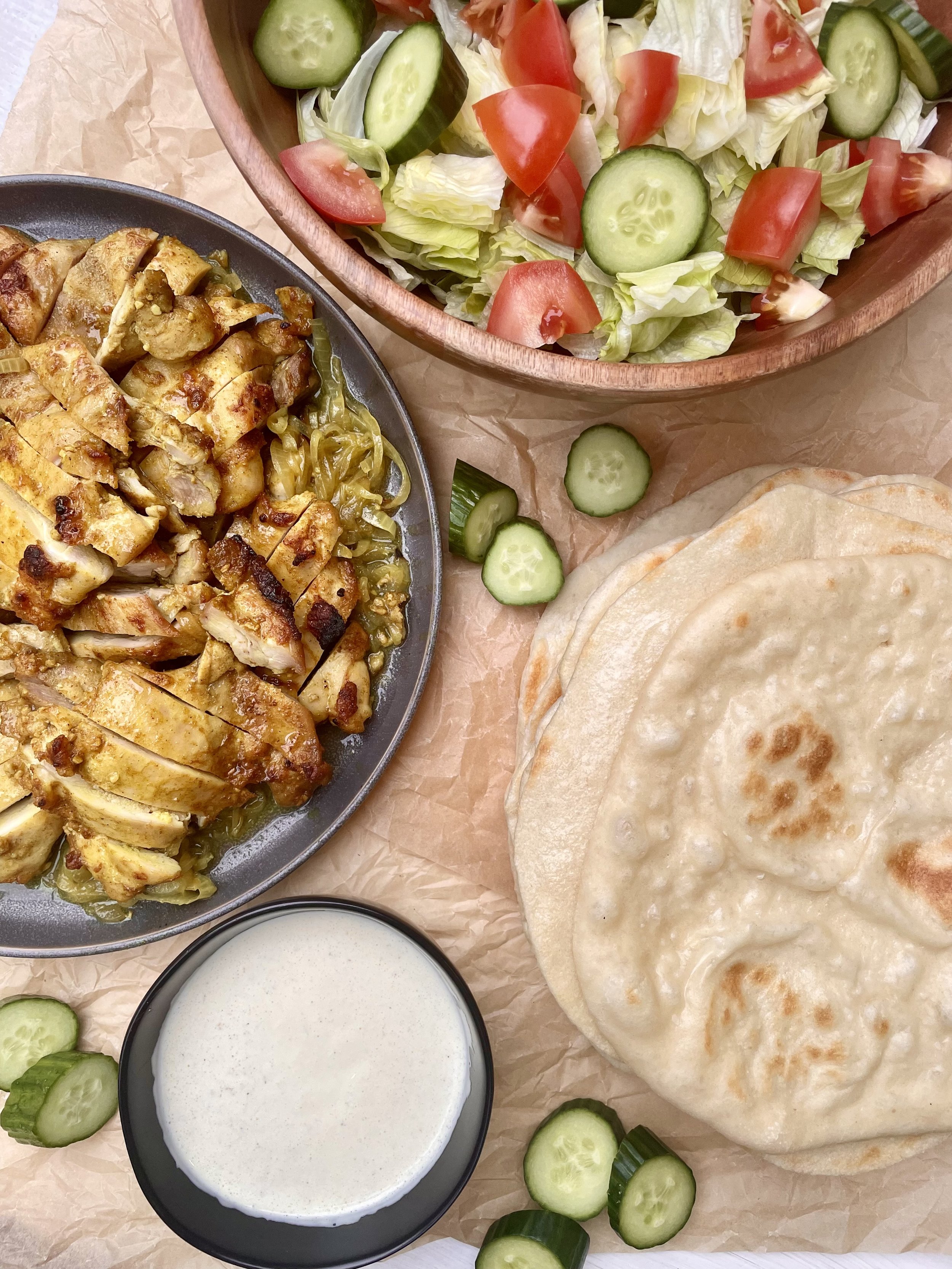 Chicken Shawarma, Rice Pilaf, Veggies
