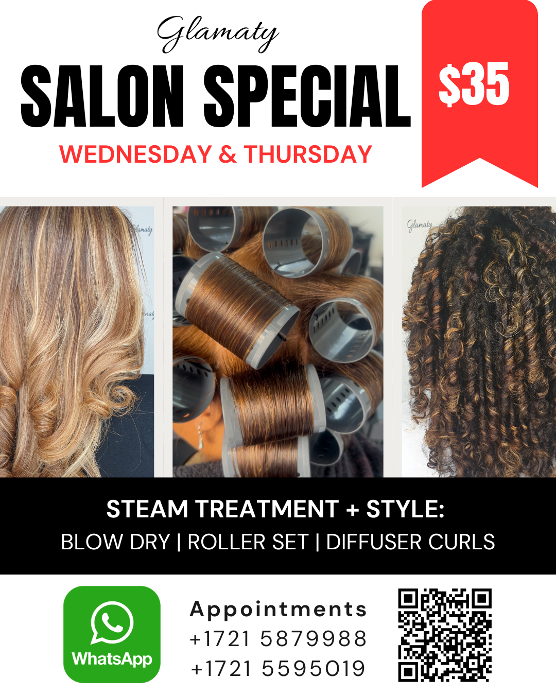 St. Maarten blow Dry Bar Wash and Go Curls