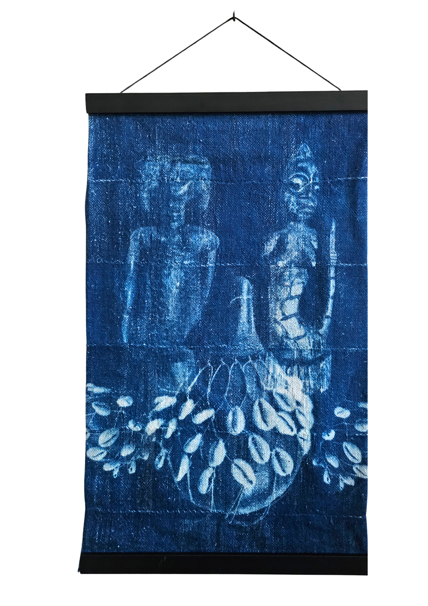 Cyanotype layered cowrie shekere west african mami wata