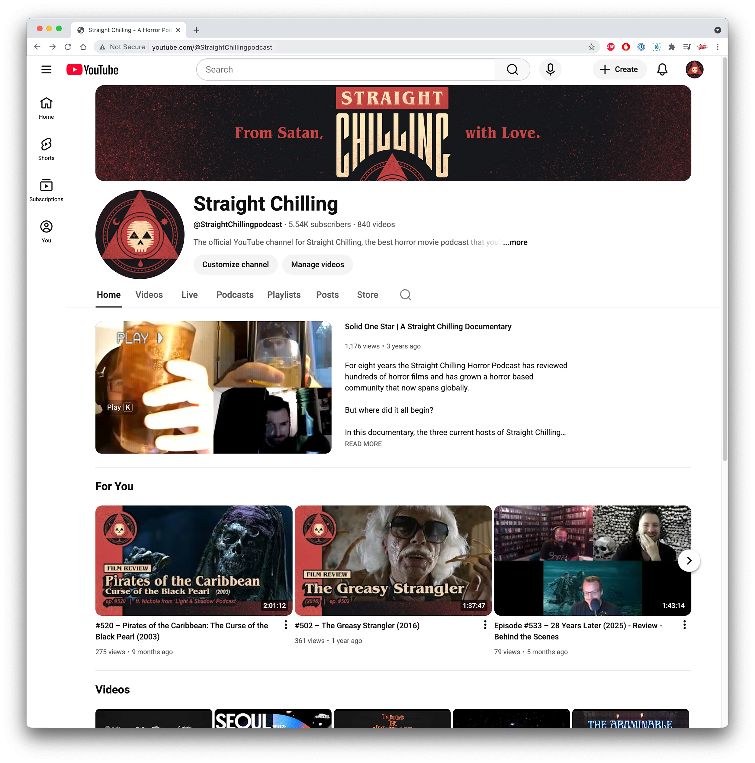 Straight Chilling - Youtube Page