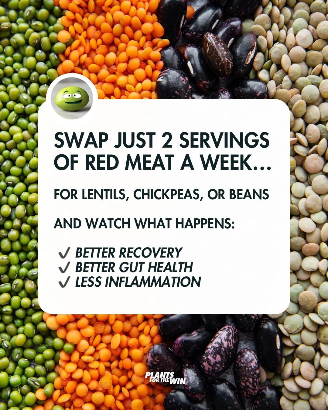 You don&rsquo;t need to overhaul your whole diet&hellip;

Just replace a couple red meat meals with beans 🫛

Better recovery.
Better gut health.
Less inflammation.

Easy upgrade. Your blood markers will thank you 💪
