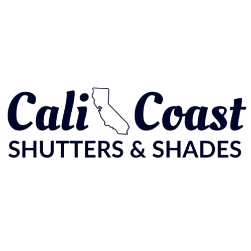 Logo for Cali Coast Shutters & Shades featuring a stylized eye and a California map outline.