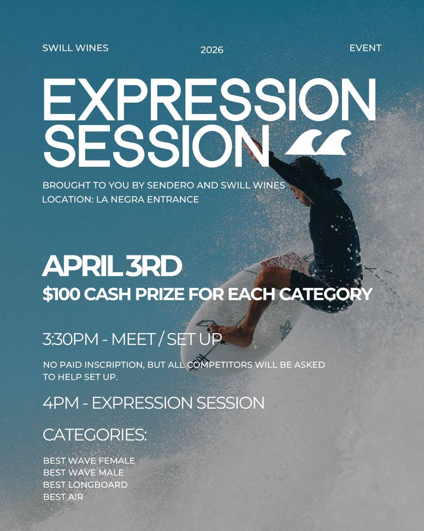 Nosara are you ready?  Friday April 3rd is the last Expression Session of the season,brought to you by Swill Wines and @senderonosara We&rsquo;ve had so much fun and seen some epic surfing while sharing waves and good vibes.  Same @nakednsweet coconu