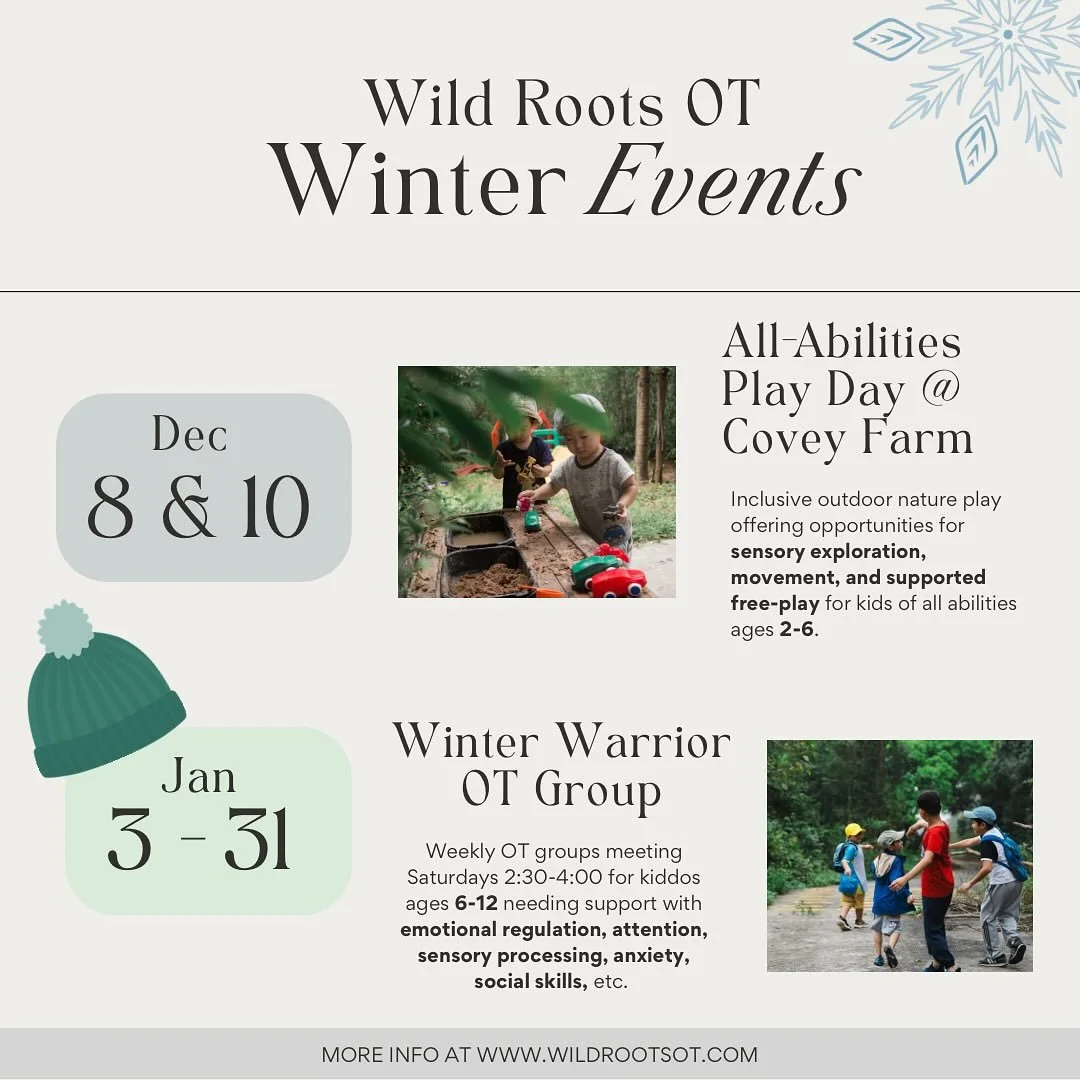 We don&rsquo;t let the cold weather get in the way our outdoor exploration and growth! 
.
This winter, we are offering outdoor play days partnered with @coveyfarmtreeschool for kiddos ages 2-6 of all abilities for 2 days of nature play and sensory ex