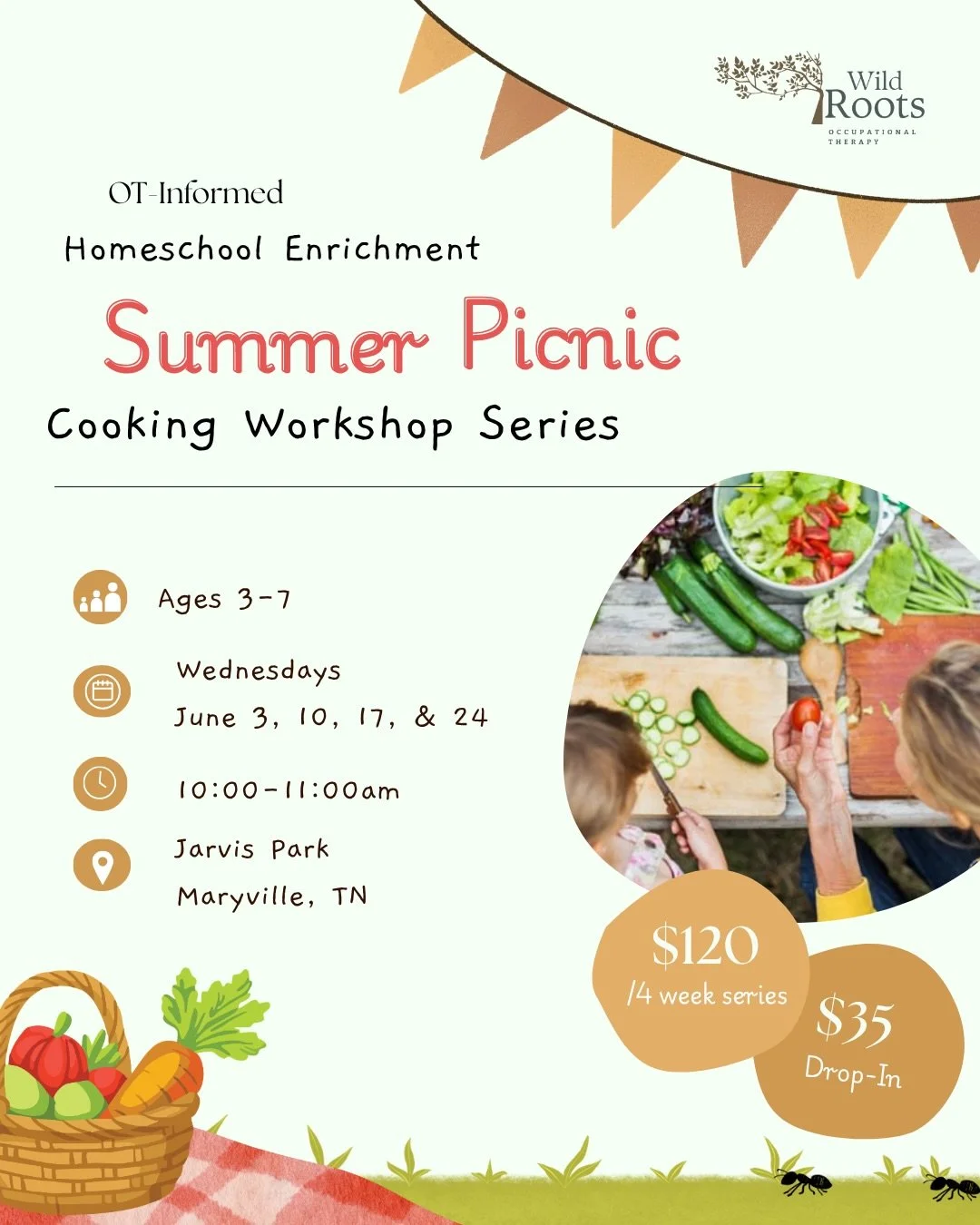 What is better than coming together for slow mornings, learning new skills, and making sweet memories together! 🧺☀️ 

Join us for our Summer Picnic Cooking Workshop Series ☀️ an outdoor experience designed for little ones ages 3&ndash;7 to cook, pla