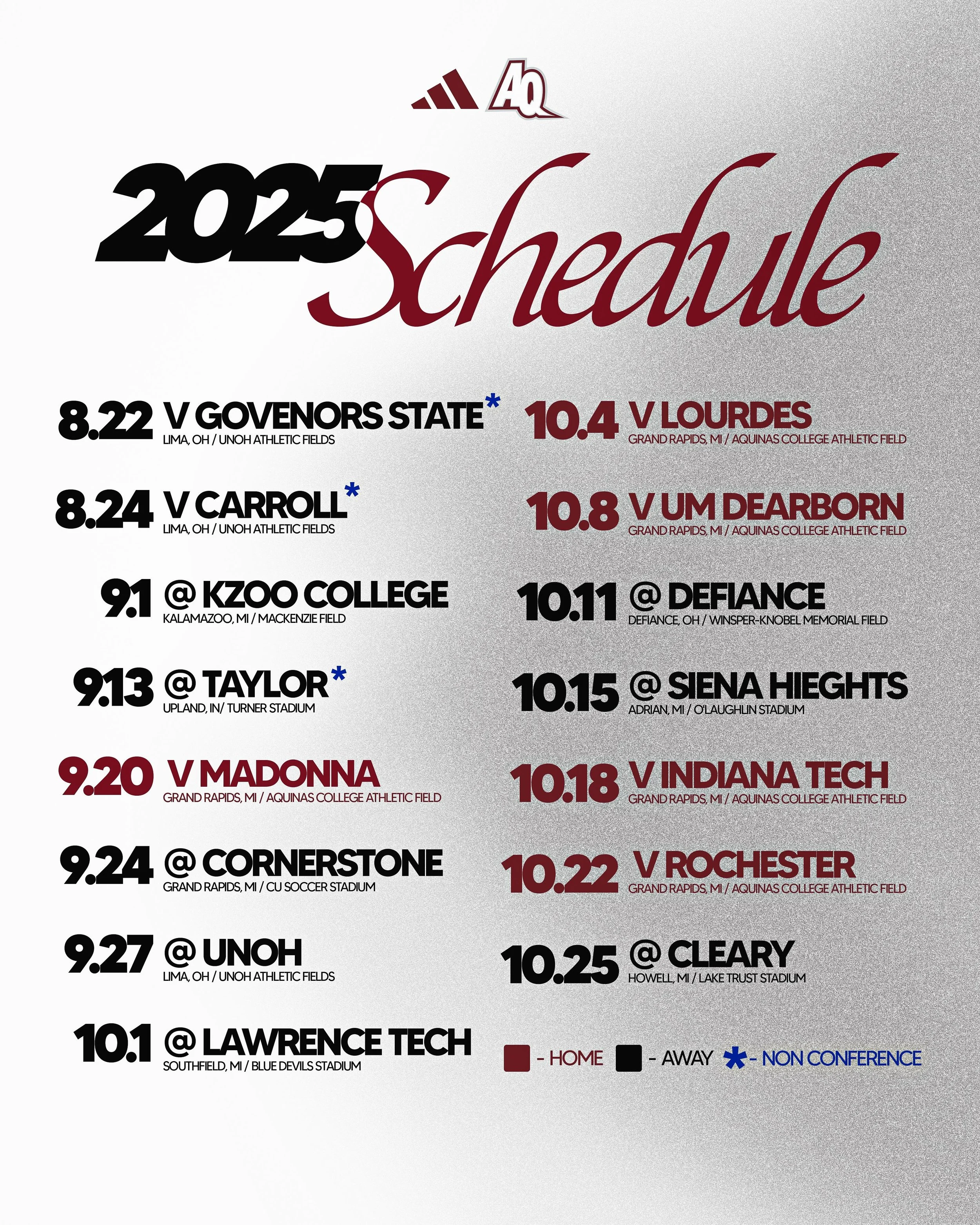 Graphic 2025 season schedule