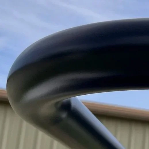 close up of a powder coated truck rack nose