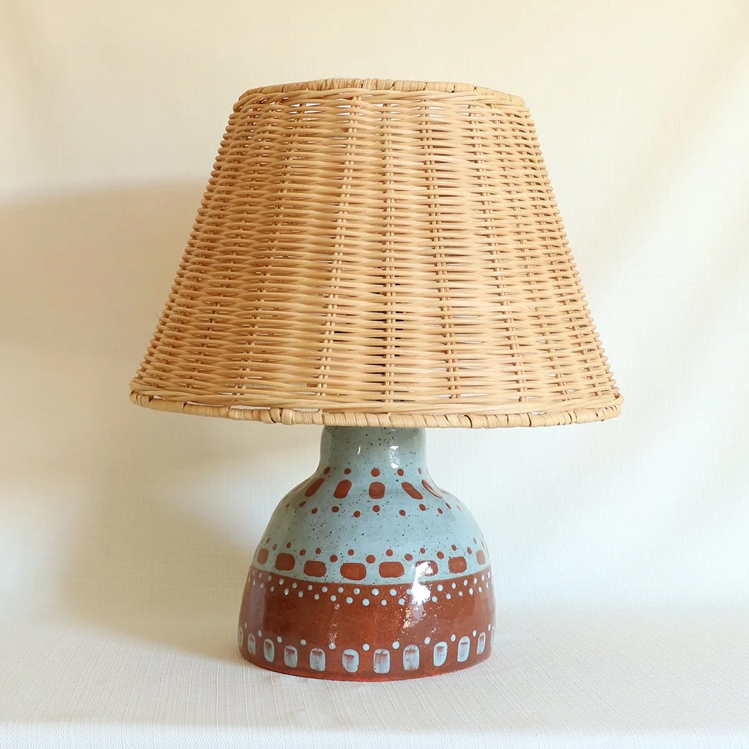 ceramic & wicker lamp