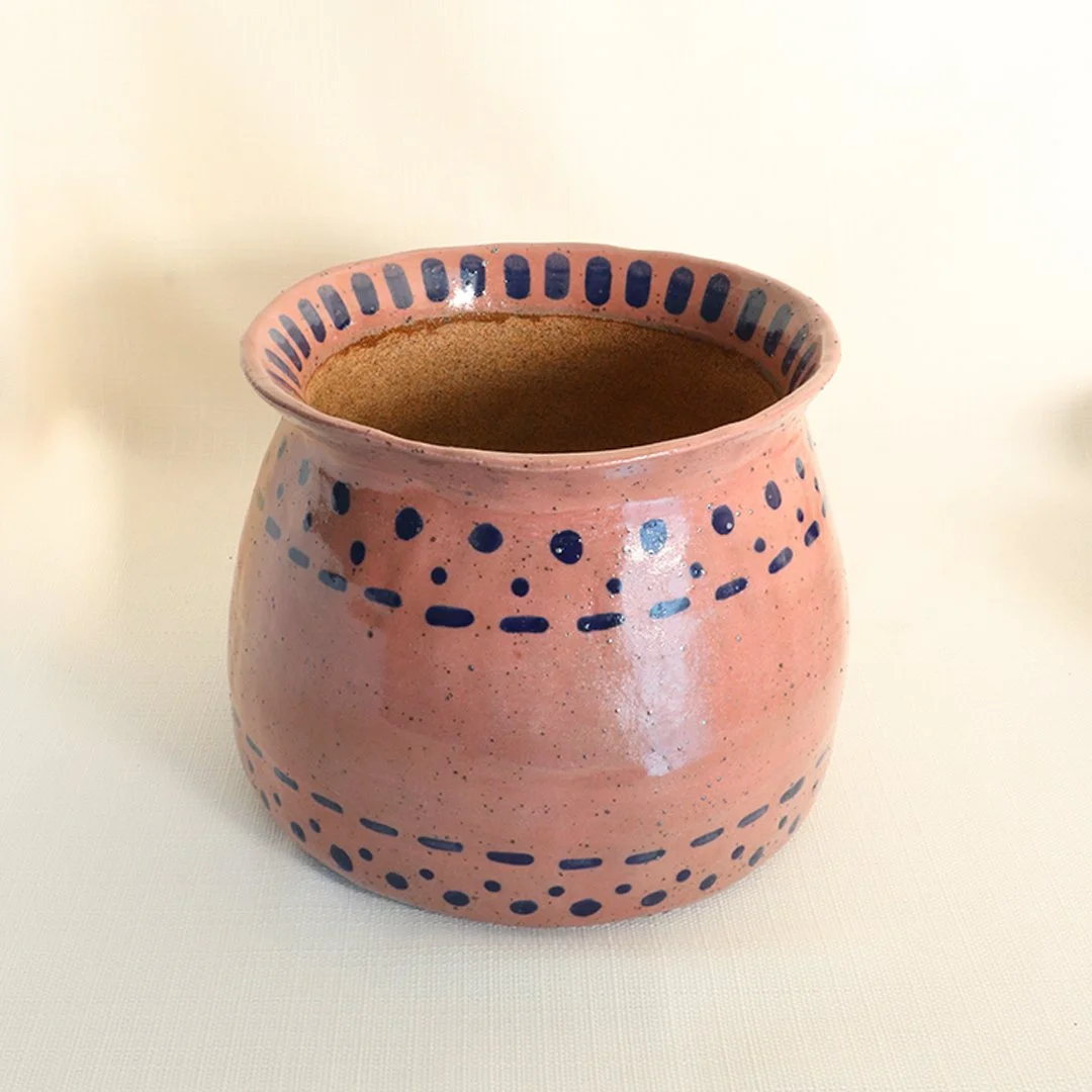 ceramic planter pink and blue top.jpg