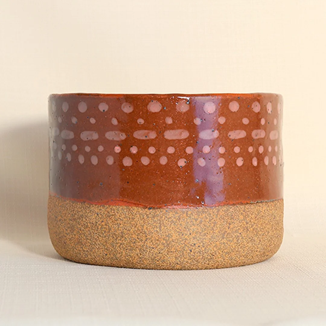 red ceramic planter