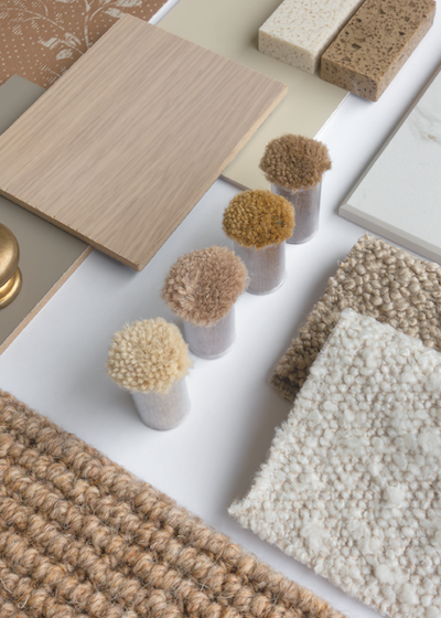 textural materials board for an interior design project