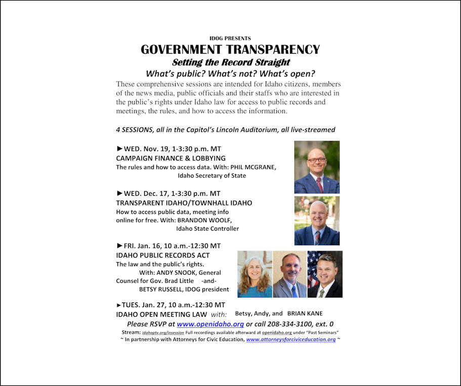 Idahoans for Openess in Government: CAMPAIGN FINANCE &amp; LOBBYING