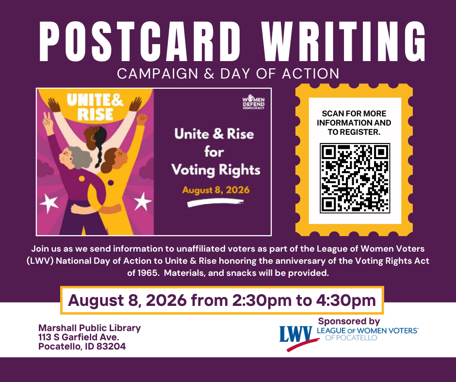 League of Women Voters of Pocatello – Unite & Rise Postcard Party
