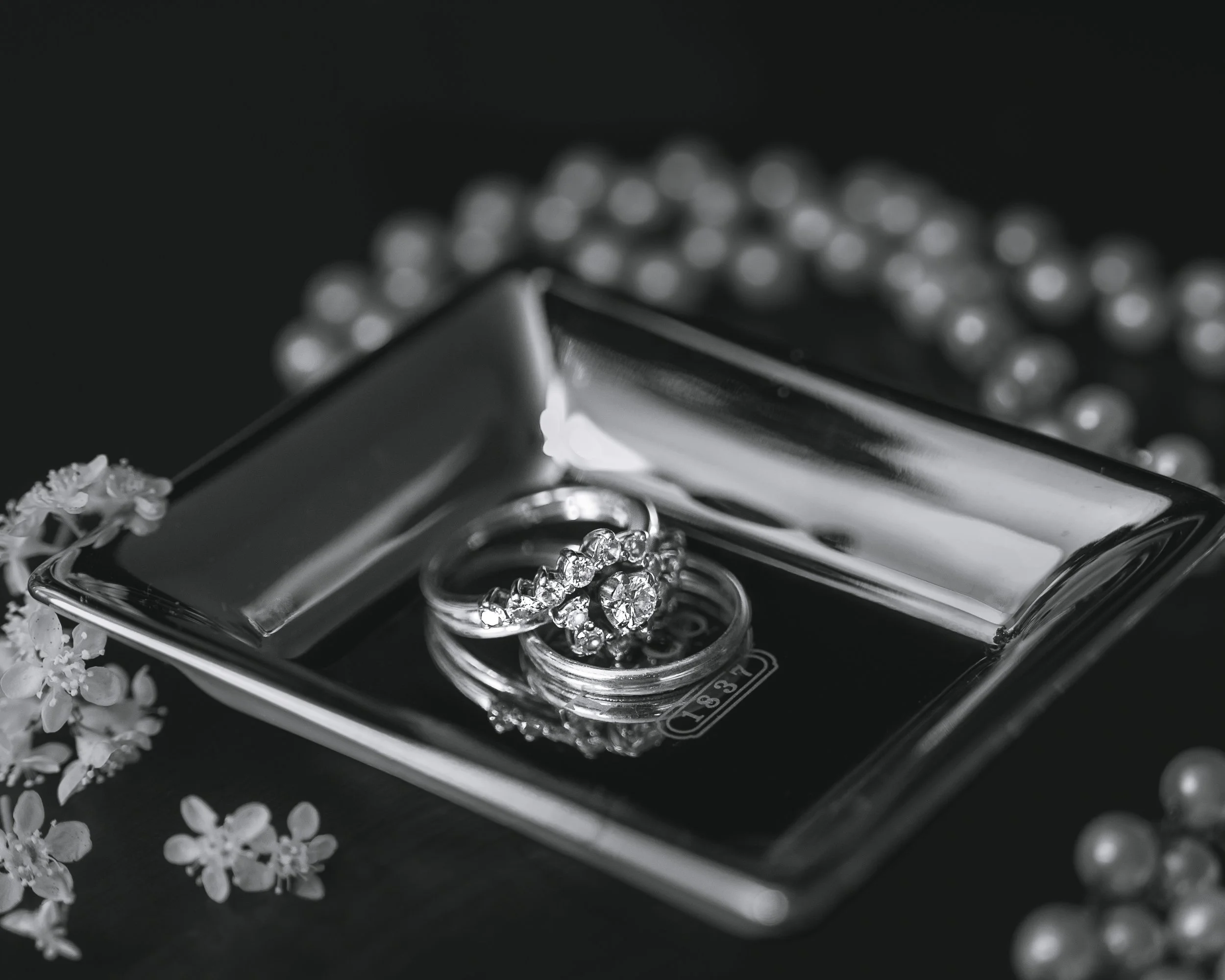 Wedding ring, flat lay, cinematic, cinematic editing, Joshua Tree, wedding photographer, Southern California, black and white photography