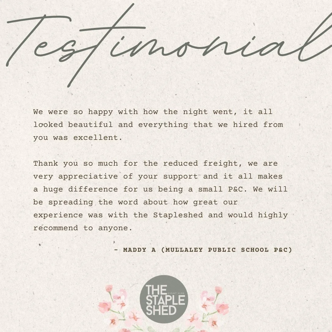 ✨ Kind words like this make what we do so worthwhile ✨
We loved helping the Mullaley Public School P&amp;C bring their event to life. Thank you for trusting The Staple Shed. We&rsquo;re so glad everything looked beautiful and ran smoothly 💌

Looking