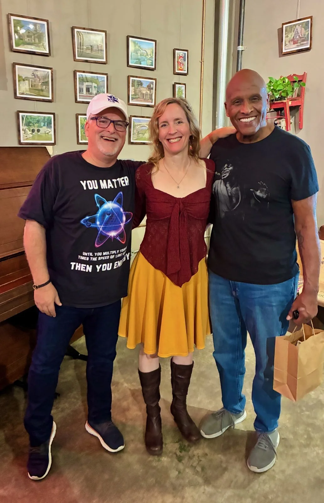 Co-founders Stephen Panebianco and Andrea Surova with legendary drummer  Steve Ferrone, who played on "Our Hearts Are Free."
