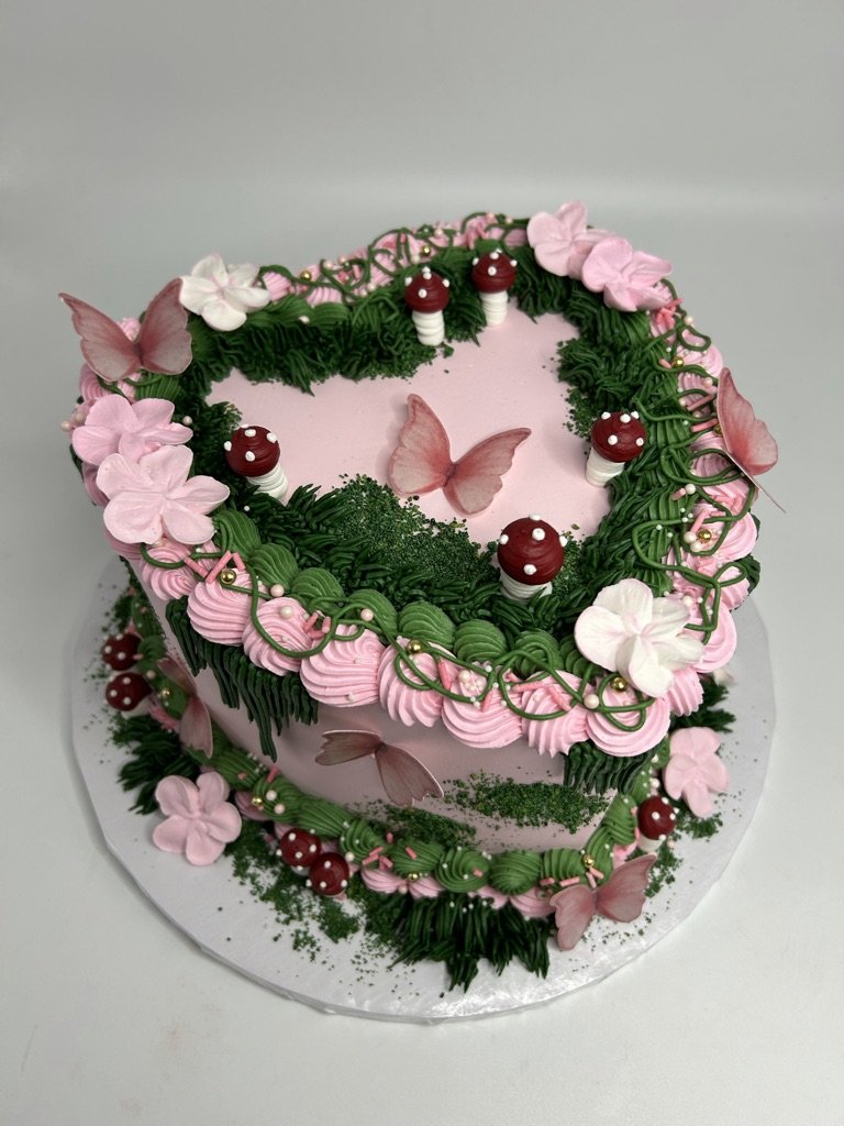 Faerie Cake with Butterflies and Toadstools