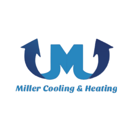 Logo for Miller Cooling & Heating featuring a stylized 'M' with curved arrows around it and the company name below.