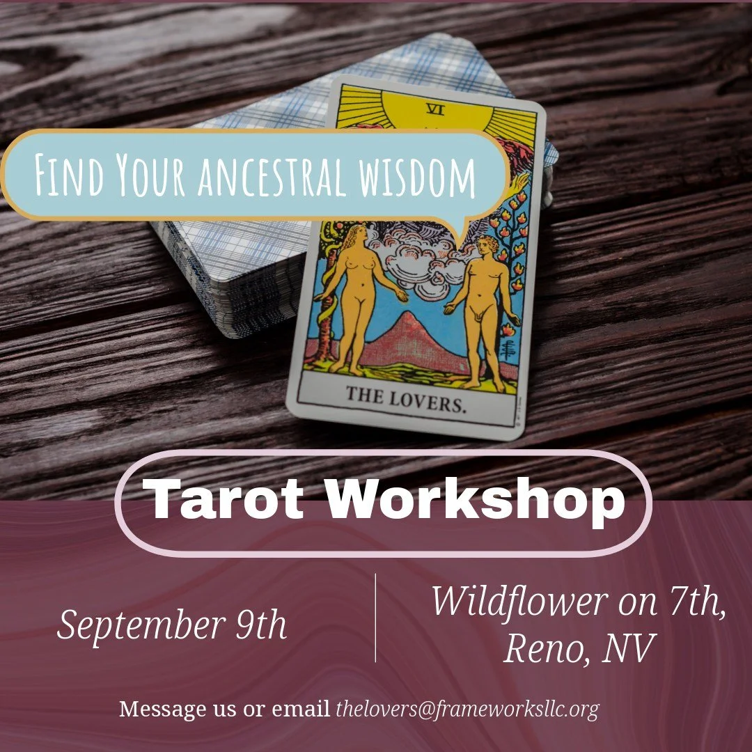 Discover your ancestral wisdom with a 10 week tarot intensive. Workbook and tarot journal provided. Message or email for more.