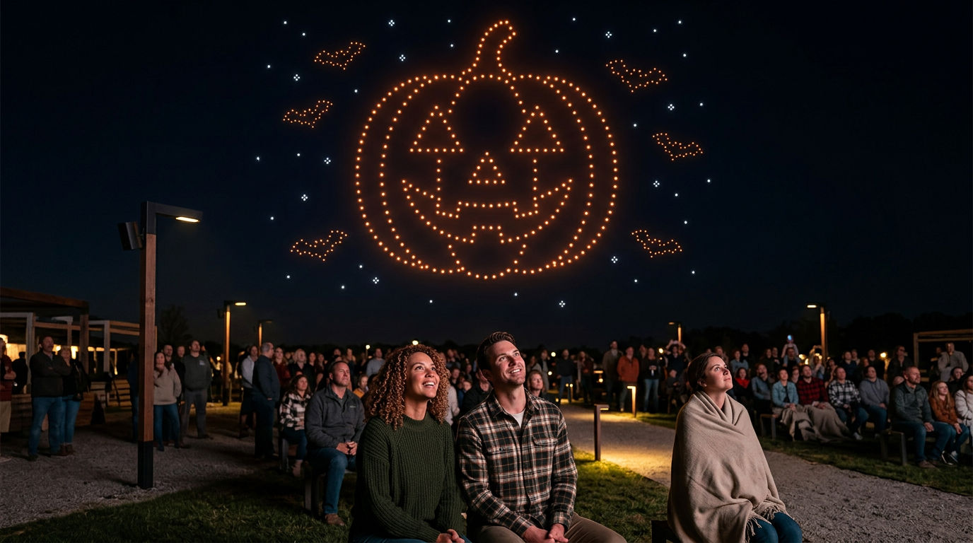 Custom Halloween drone light show finale