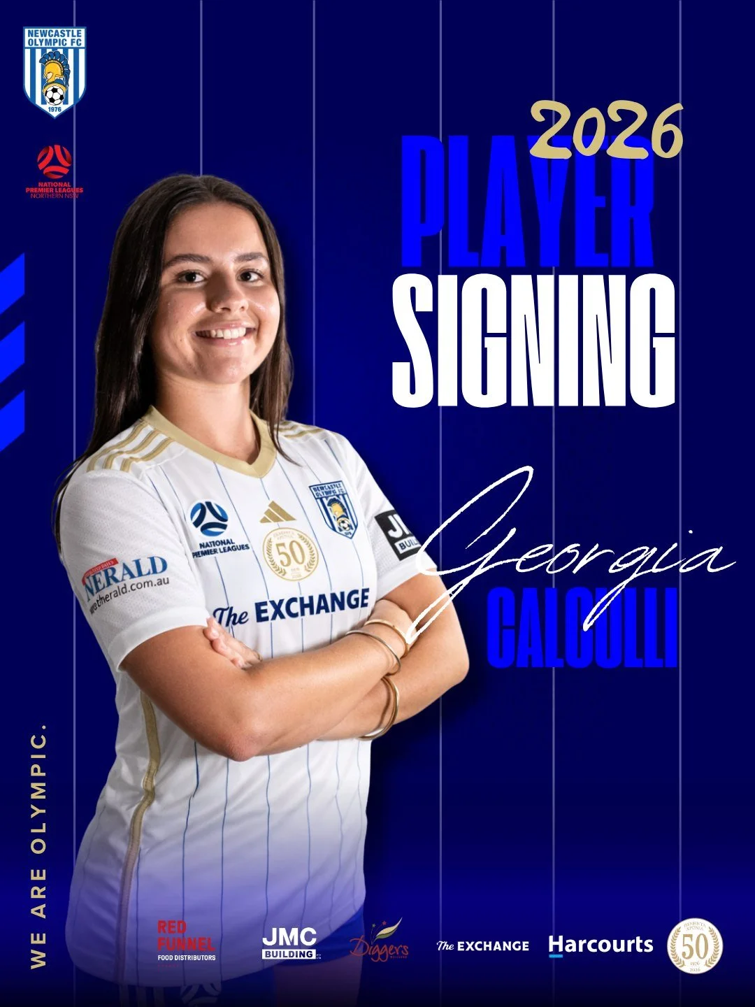 Georgia Calculli joins Newcastle Olympic FC

Georgia continues her impressive rise in football, returning to Newcastle Olympic FC as she takes the next step in her NPL journey.

Georgia has progressed rapidly through the NPL pathway, establishing her