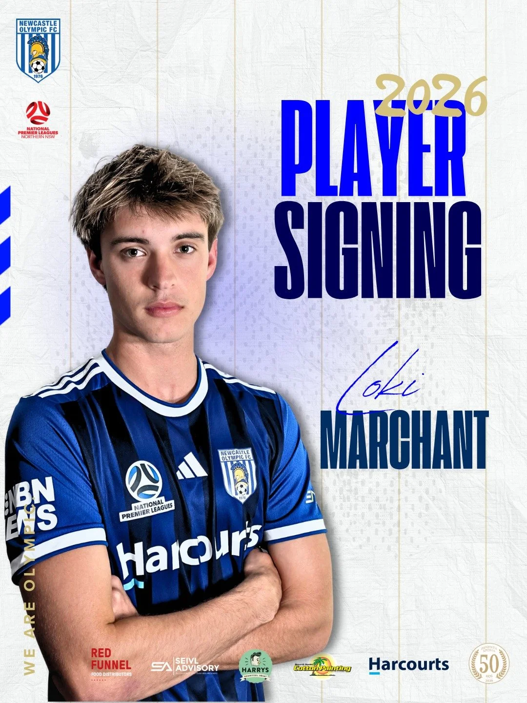 Loki Marchant joins Newcastle Olympic FC.

Newcastle Olympic FC is pleased to welcome Loki Marchant following an impressive junior and senior pathway.

Loki began his football journey with Coffs City United Lions and progressed through elite programs