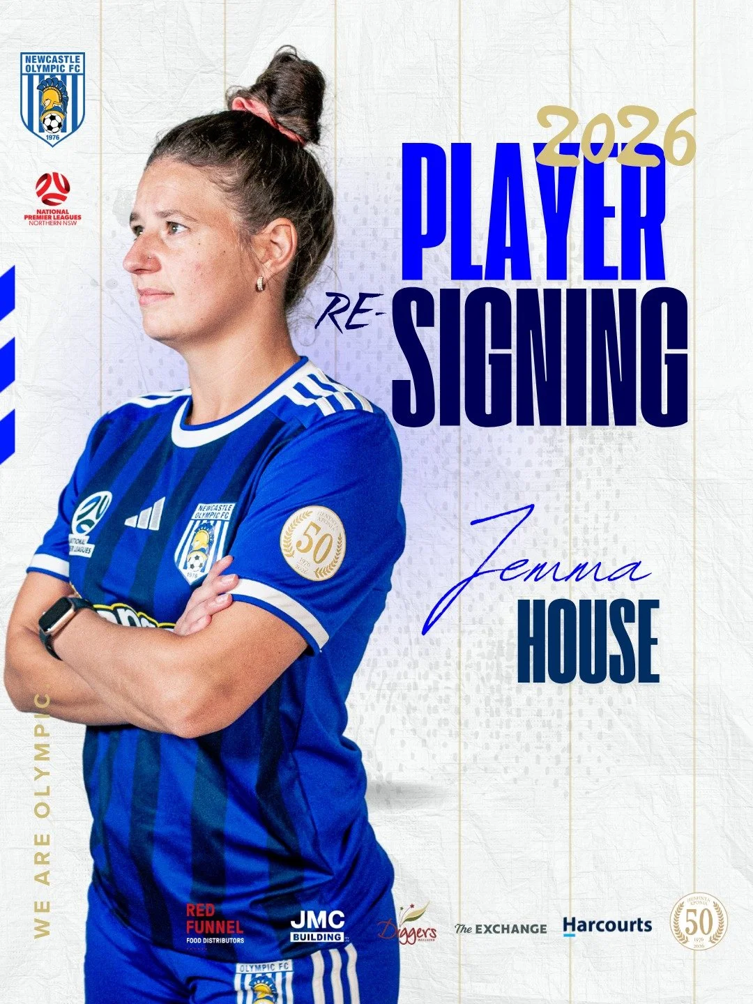HOUSE LOCKED IN 💙🤍

Jemma House has re-signed for 2026.

From dominating the college system in the U.S. to making her mark back home in Newcastle, Jemma&rsquo;s impact in blue and white has been undeniable.

But Jemma&rsquo;s value to Olympic goes 