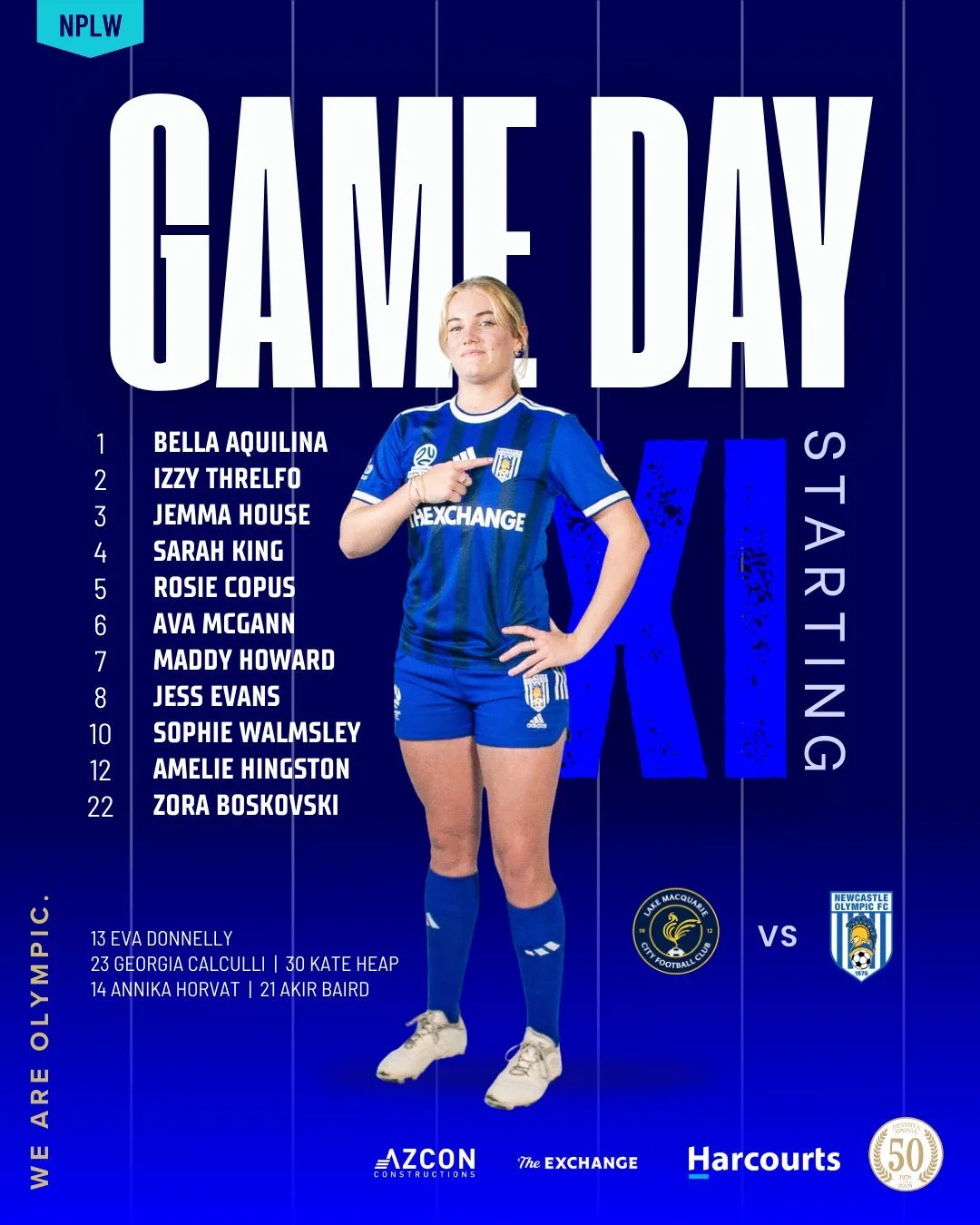 GAME DAY | NPLW

Round 1 is here as we launch our 2026 campaign in our 50th year 💙🤍

Our XI is locked in and ready to go.

See you there. We Are Olympic 💙🤍 #NOFC
