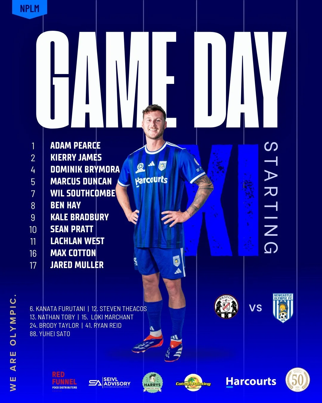 GAME DAY | NPLM

Our XI is locked in for today&rsquo;s clash with Weston as we continue our 2026 campaign in the blue and white 💙🤍

Plenty of experience in the starting side, with strong options on the bench ready to make an impact.

Let&rsquo;s ge