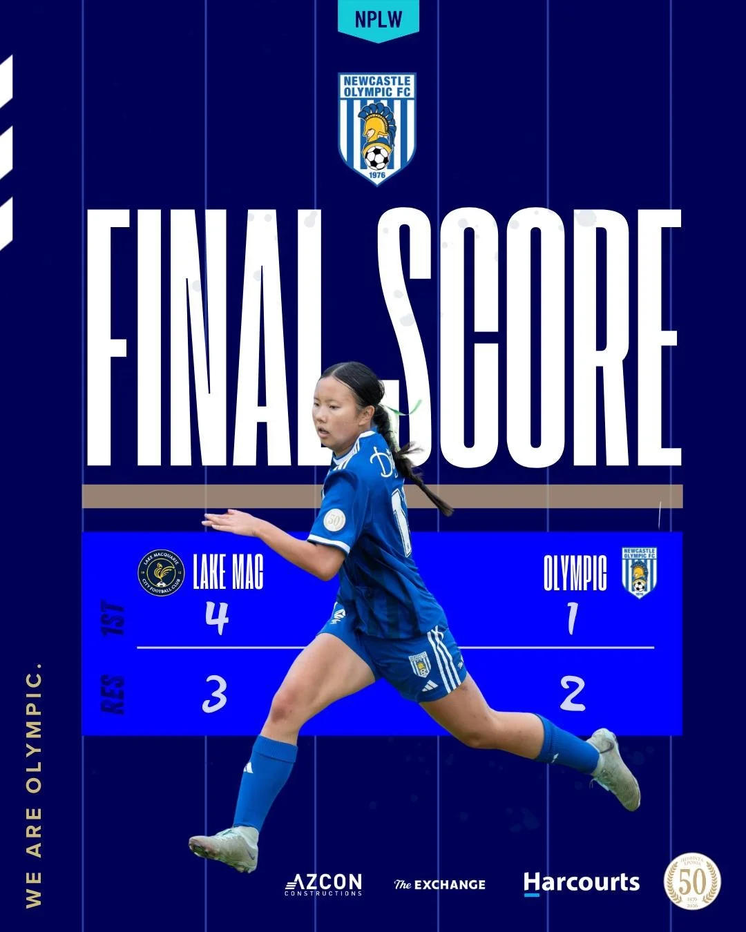 Results from Lake Mac.

1st Grade: Lake Mac 4&ndash;1 Olympic
Reserves: Lake Mac 3&ndash;2 Olympic

A tough night on the scoreboard, but plenty of fight shown in blue and white 💙🤍