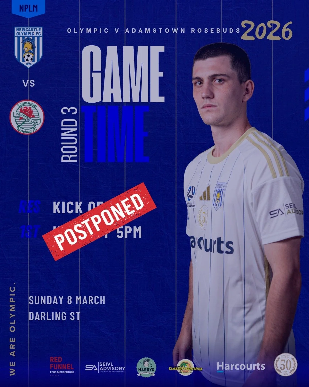 🌧 MATCH POSTPONED 🌧

Due to heavy rain and field conditions, today&rsquo;s Round 3 fixtures against Adamstown Rosebud at Darling St have been postponed.

Player safety and protecting the pitch are our priority.

📅 Rescheduled dates will be announc