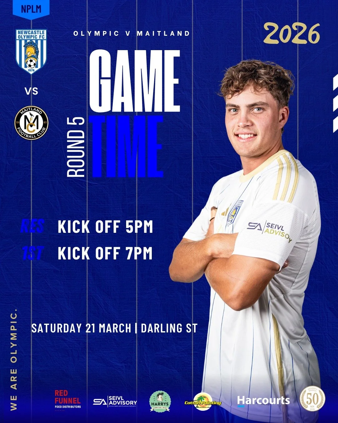 🔵⚪ WEEKEND FIXTURES &ndash; OLYMPIC 🔥

Two big days of football ahead, with our Men taking on Maitland and our PYLB sides hitting the pitch 💪

🔥 SATURDAY &ndash; NPL MEN
📍 Darling St
🆚 Maitland

🕒 Reserves &ndash; 5PM
🕔 First Grade &ndash; 7P