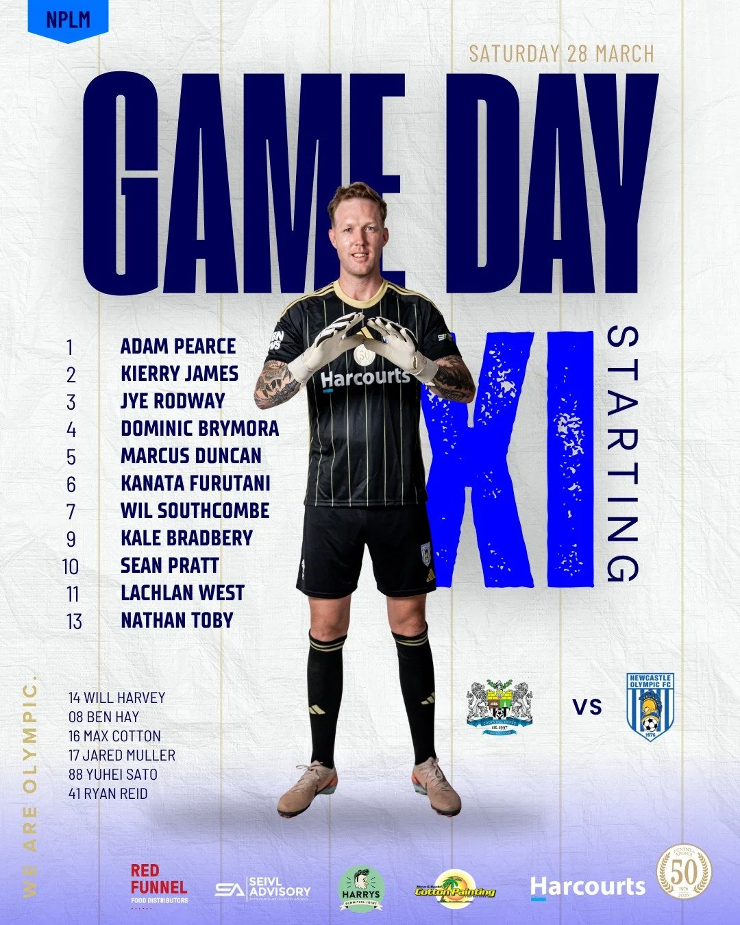 🔵⚪ GAME DAY ⚪🔵

Today we take on Cooks Hill in Round 6 action 💥

Here&rsquo;s how we line up 👇
Strong XI. Ready to go.

#WeAreOlympic #NPLM #GameDay #NOFC