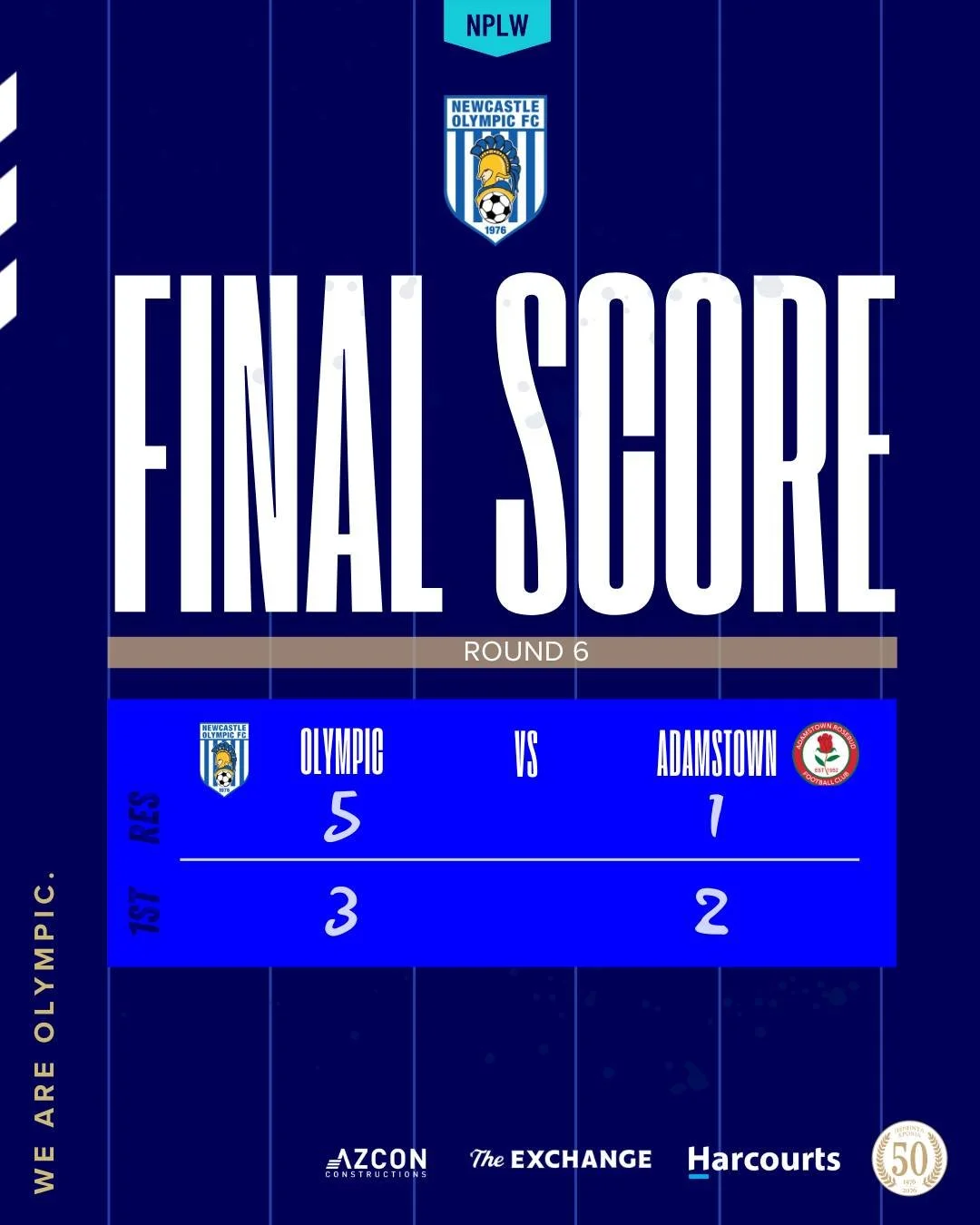 NPL Women's NNSW Round 6 Results
First Grade - Newcastle Olympic 3 v Adamstown Rosebud JFC 2

The senior women are back in the winning circles with a hard fought win over the Buds on a glorious Sunday afternoon.

Goal Scorers
3. Jemma House 15'
13. E