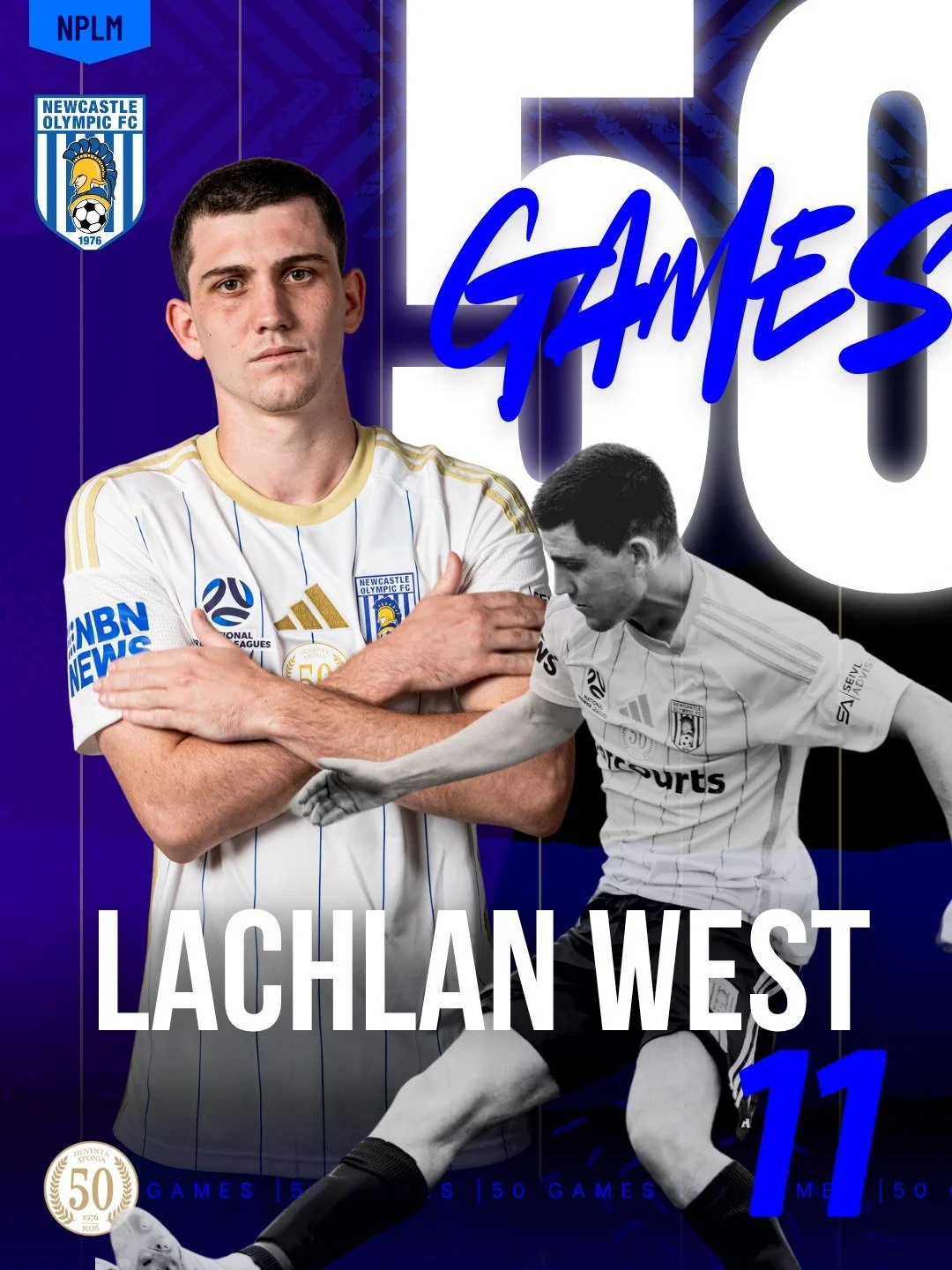 We congratulate Lachlan West on making his 50th 1st Grade appearance for Olympic over the weekend against Cooks Hill &mdash; the same opponent he made his debut against.

Westy arrived at Olympic from the Jets Youth Academy and has been a fundamental
