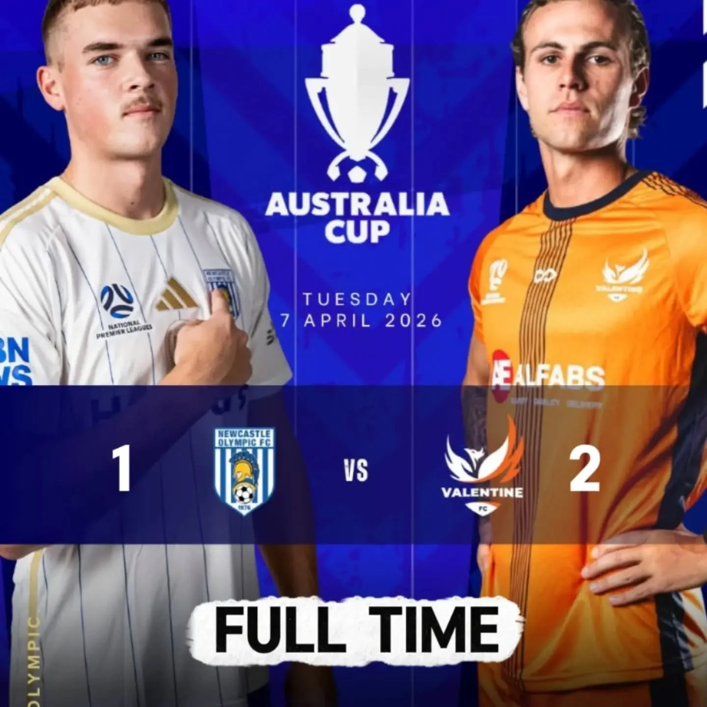 We bow out of the cup with a 2-1 defeat to Valentine FC