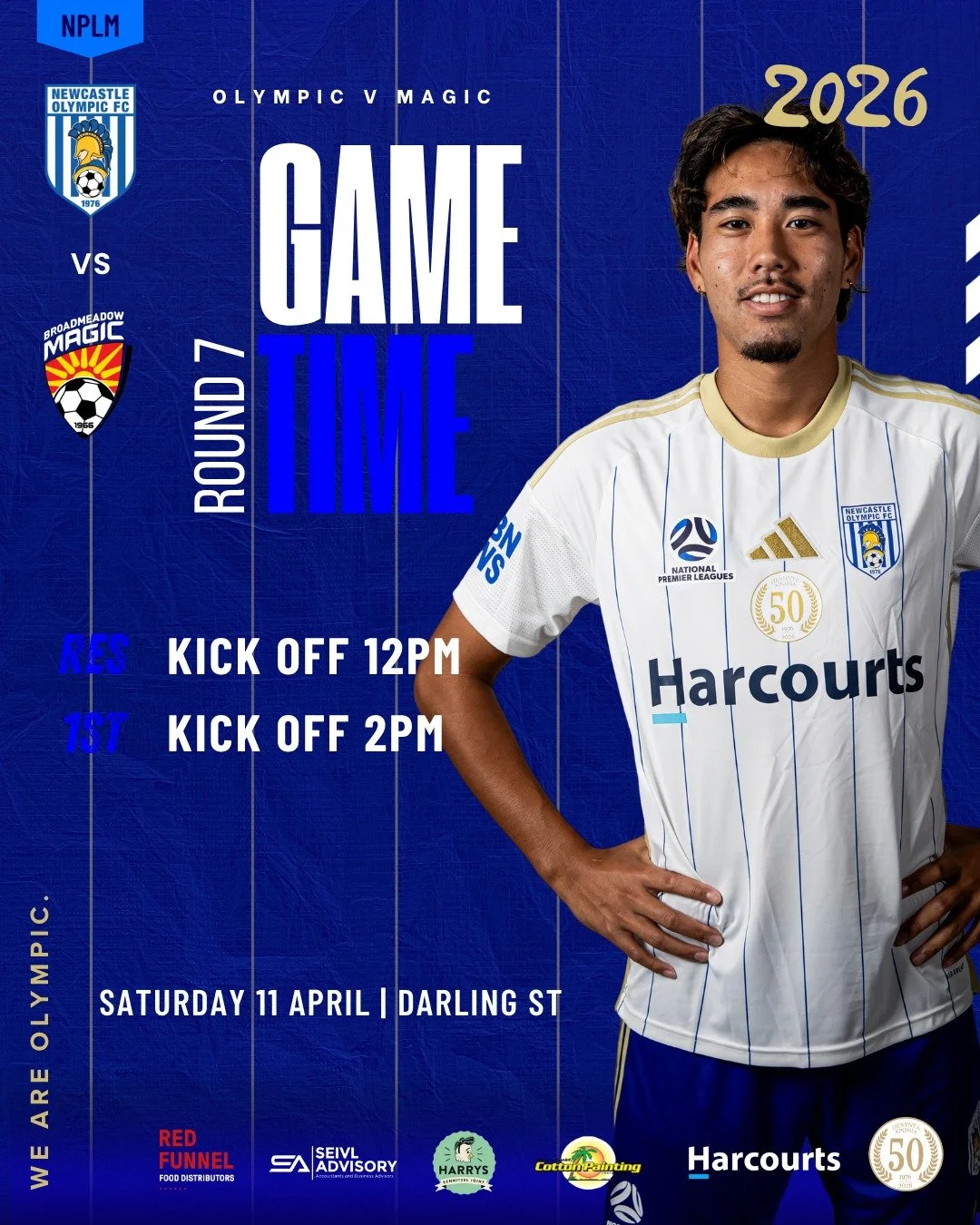 🔥 GAME DAY THIS WEEKEND 🔥

It&rsquo;s a big clash this Saturday as Olympic take on Magic in Round 7! 
📍 Darling St
📅 Saturday 11 April
⚽ Reserves &ndash; 12PM
⚽ First Grade &ndash; 2PM

Our Olympic boys&rsquo; squads are back in action as we take