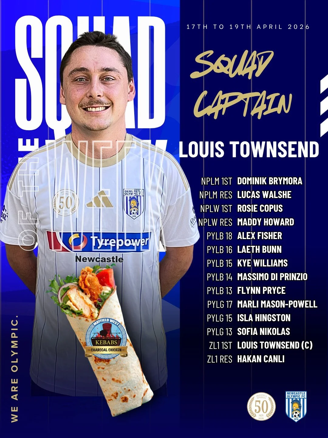 🌟 Newcastle Olympic Squad of the Week 🌟 

What an incredible weekend of football for the club! Across 14 matches, our teams showed fantastic determination, scoring a total of 36 goals against tough opposition. With 7 wins and 4 draws, the Olympic s