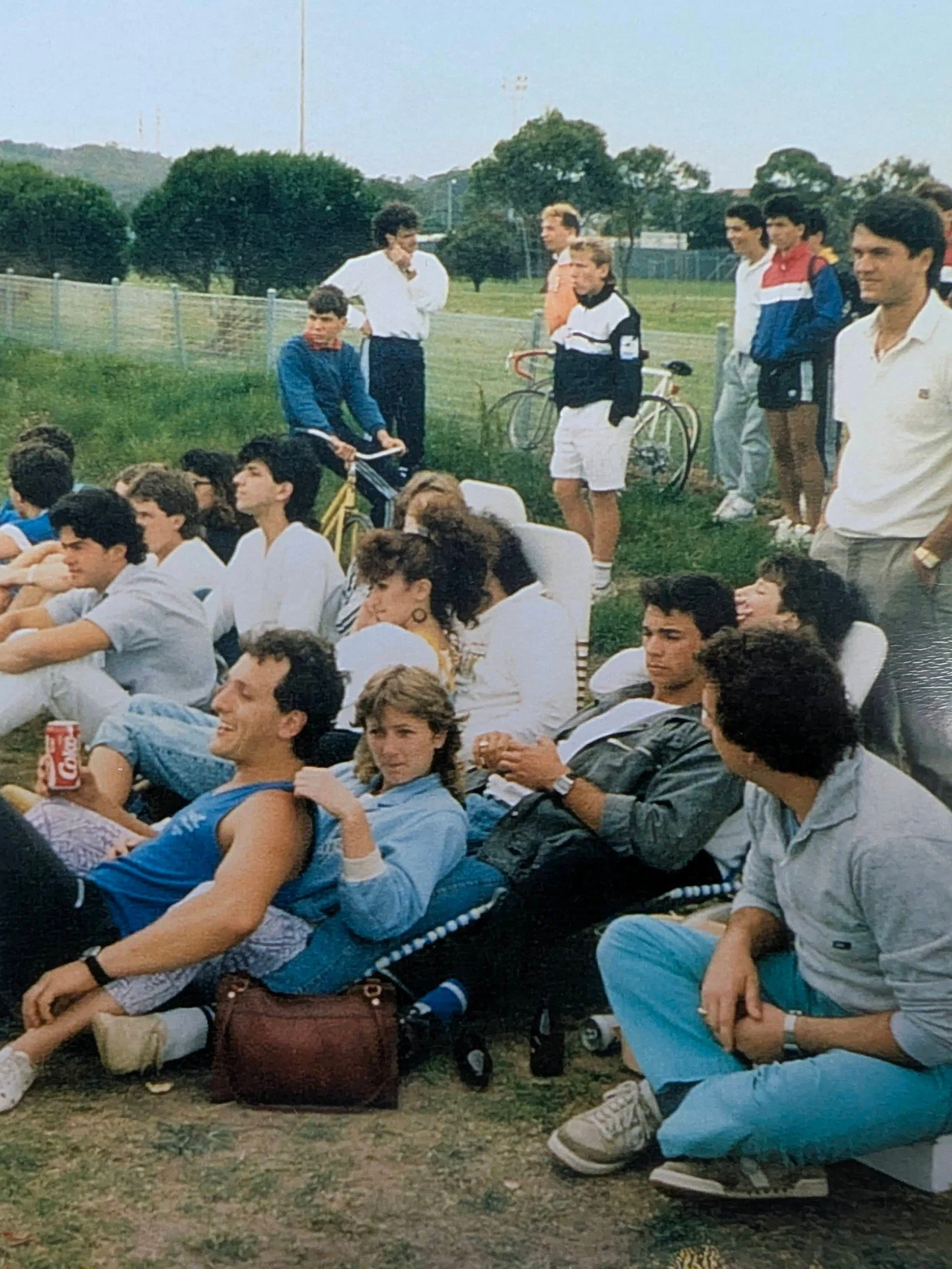 Pre-season, 1983. A trial match at Myer Park &mdash; and even then, the sideline was full 💙🤍

After being forced to leave Austral Park in 1981, the club found a new home along the boundary of Adamstown Public School. What didn&rsquo;t change? The p