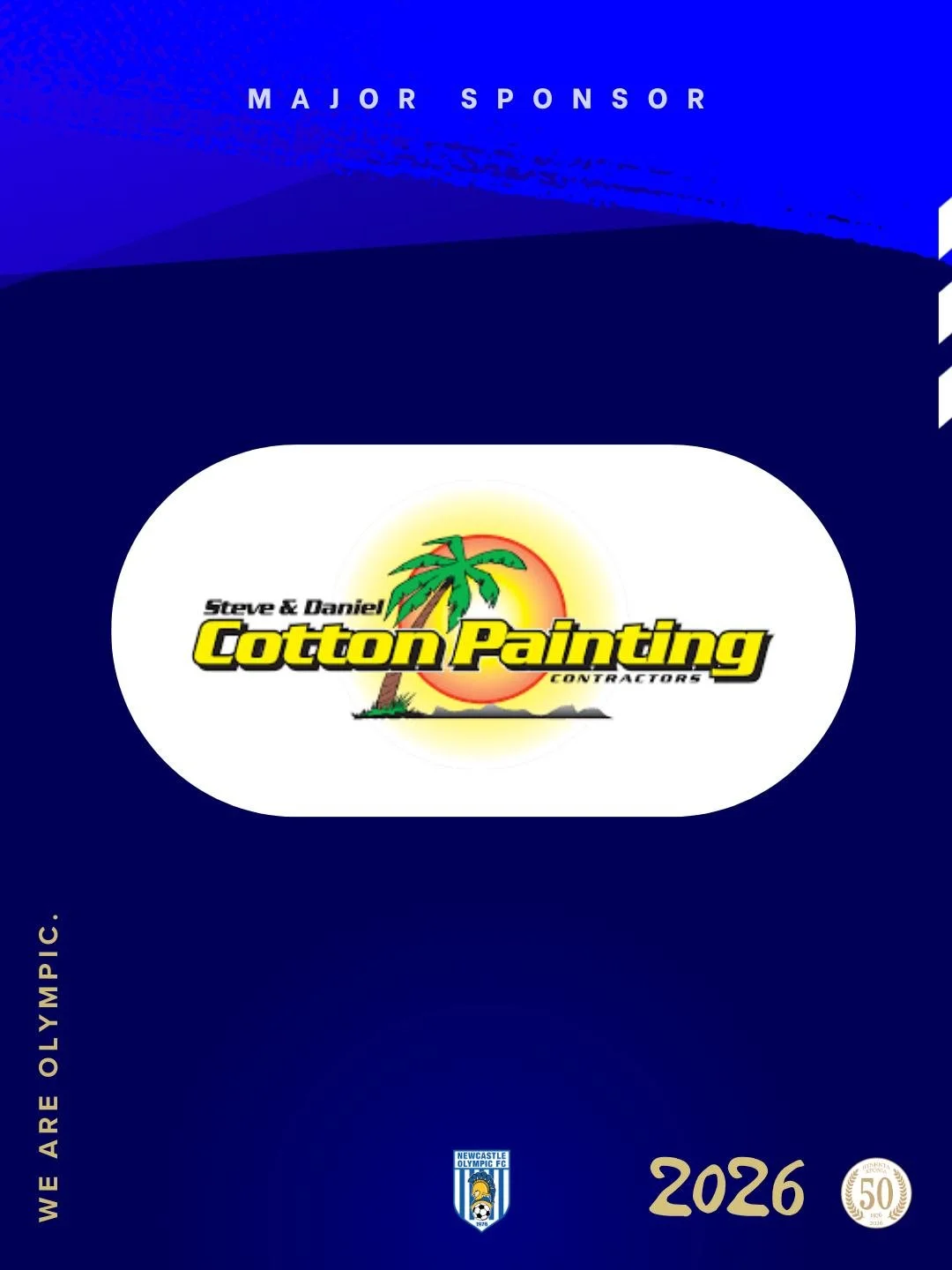🔵 THANKFUL THURSDAY 🔵

This week, everyone at Olympic would like to sincerely thank Cotton Painting Contractors for their support of our club throughout the season.

Support from local businesses plays a huge role in allowing our players, teams, an