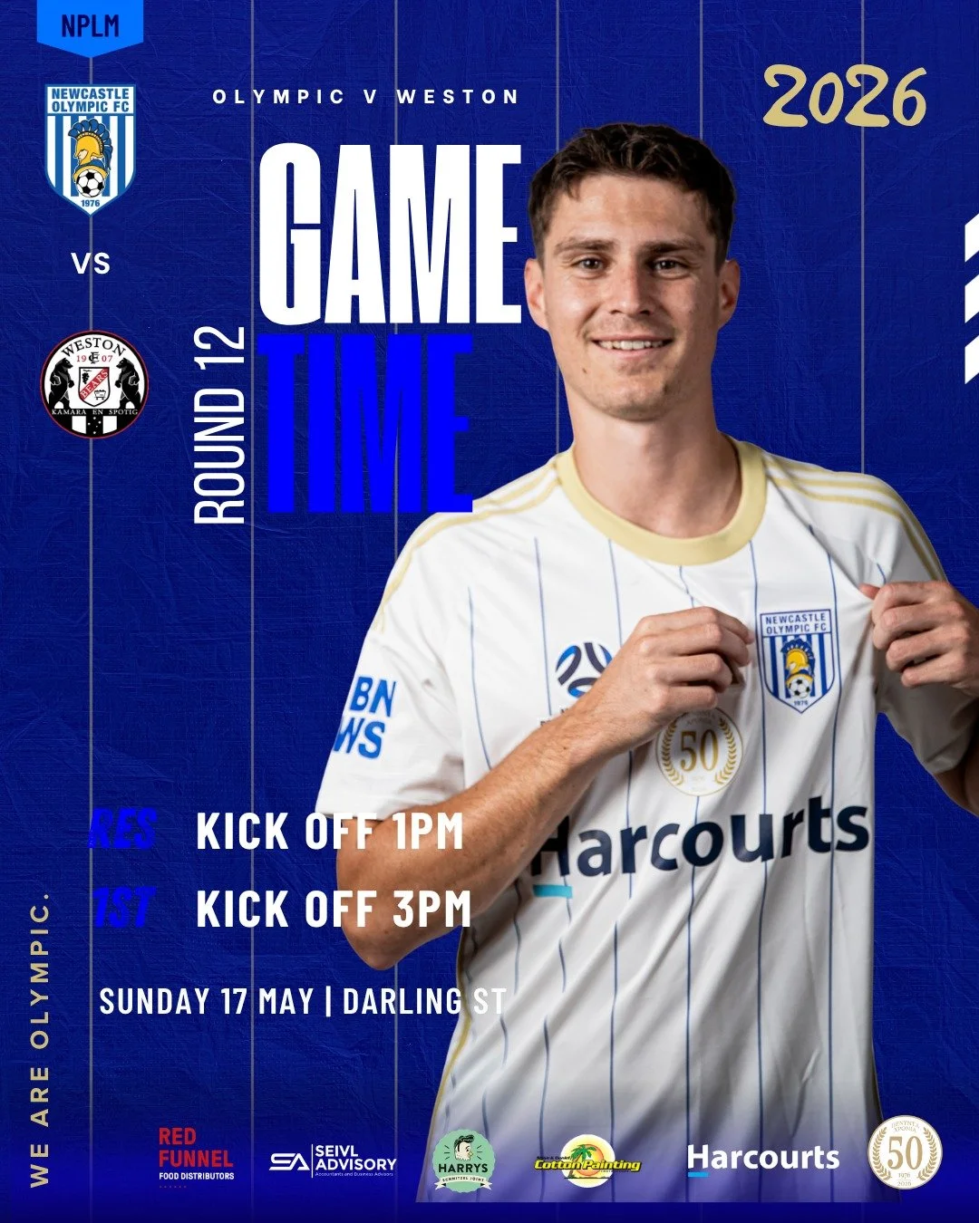 🔥 GAME DAY 🔥
Sunday football heats up with a major battle between Olympic and Weston! 

📍 Darling St
📅 Sunday 17 May
⚽ Reserves &ndash; 1PM
⚽ First Grade &ndash; 3PM

🔥 PYLB CUP 🔥
It&rsquo;s game time action for our Olympic boys as they face We