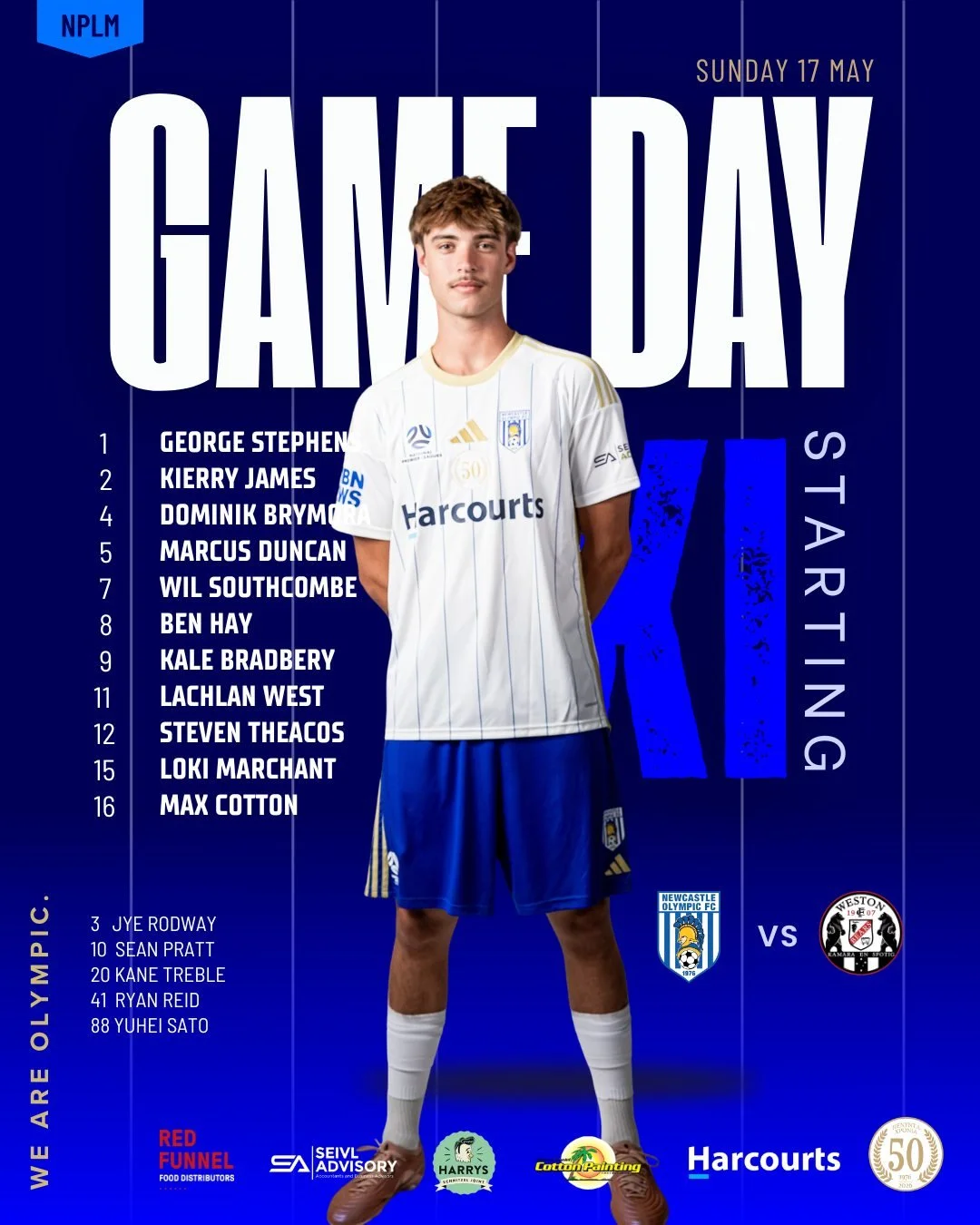 GAME DAY 🔵 ⚪ 

Today we take on Weston Bears FC in what promises to be a big clash! 

Bring the energy from the first whistle to the last! Play with pride, back each other, work hard for every ball,

Lets go Olympic 💪⚽

#WeAreOlympic #NPLM #NOFC