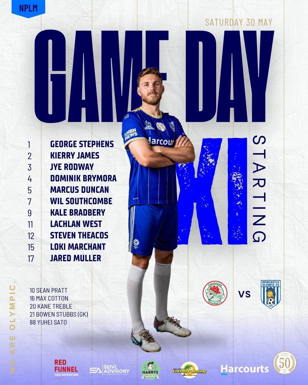 NPLM | Game Day
Today's starting XI to face Adamstown Rosebud. 💙🤍