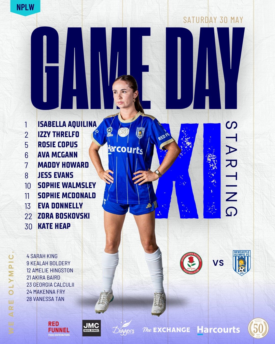 NPLW | Game Day
Starting XI locked in for today's clash with Adamstown Rosebuds. 💙🤍