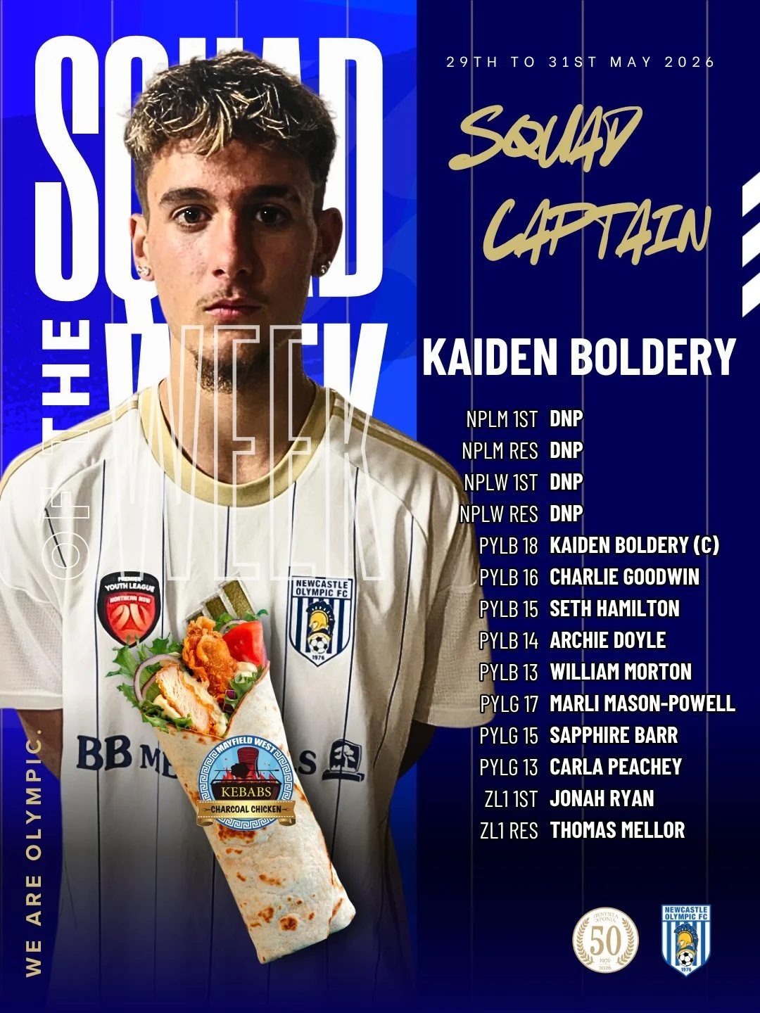 🔵⚪ Newcastle Olympic Squad of the Week 🔵⚪

With our NPL Senior squads enjoying a weekend off, the spotlight turned entirely to our PYL Juniors and Zone League teams, and they absolutely delivered! Across 10 action-packed matches, our teams displaye