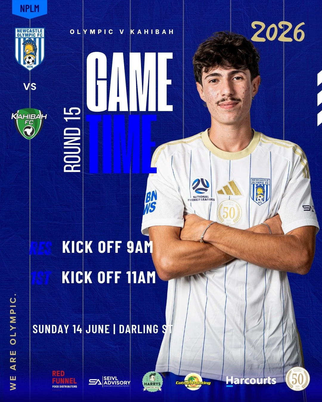 🔥 GAME DAY 🔥 

Get ready for a thrilling contest this Sunday as Olympic take on Kahibah in Round 15! 💙⚽️
📍 Darling St 
📅 Sunday 14 June
⚽ Reserves &ndash; 9AM
⚽ First Grade &ndash; 11AM

Come along and get behind the team as they push for a stro