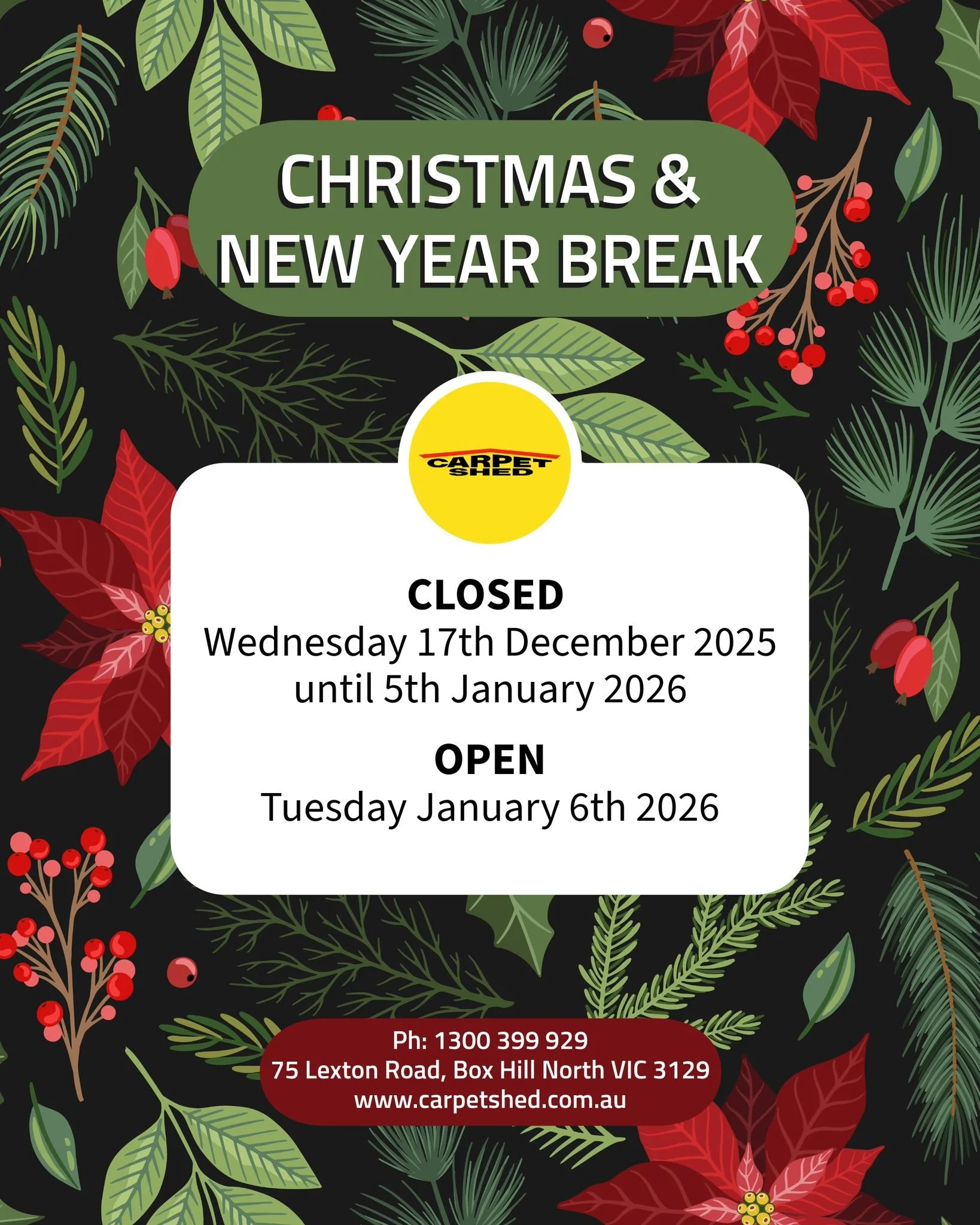 And just like that, another year is done 🌟
Whilst we stocktake, tidy, and finish installing some beautiful flooring in your lovely homes over the next week, we will be closed to the public before starting fresh next year on Tuesday, 6th of January 2