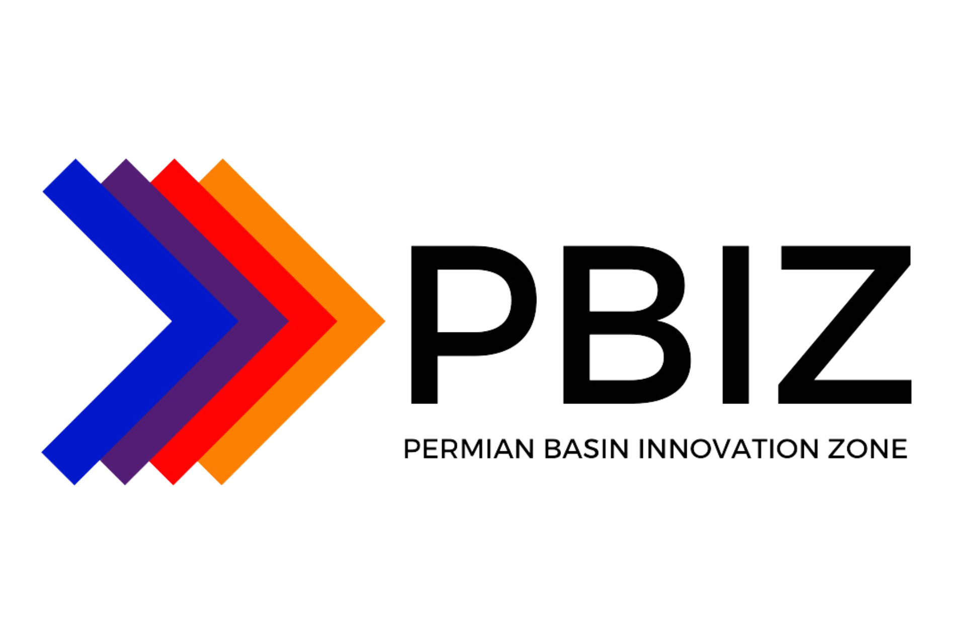 Logo of the Permian Basin Innovation Zone, featuring colorful arrows pointing right and the text 'PBIZ' and 'PERMIAN BASIN INNOVATION ZONE'.